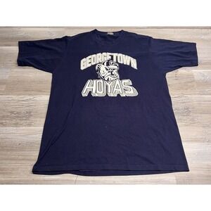 Vintage Georgetown Hoyas Shirt Mens Sand-Knit Single Stitch XL Navy Blue 80s 90s